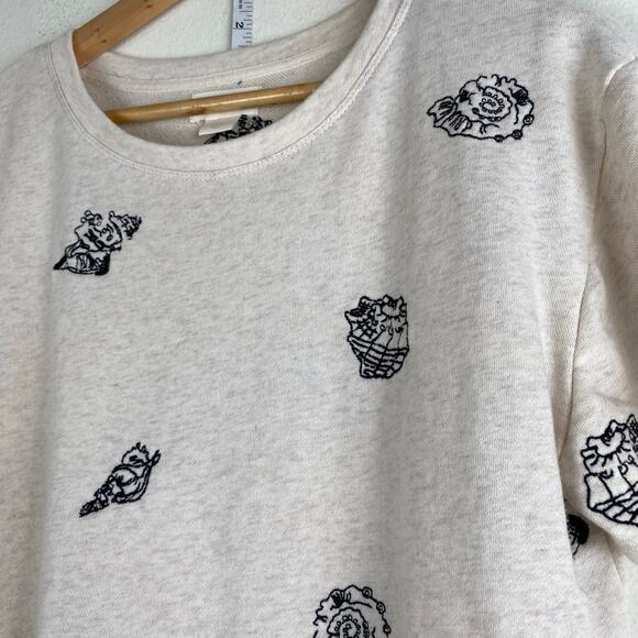 Maeve Embroidered Shell Top Size S Beige Short Sleeve Sweatshirt Anthropologie - Picture 7 of 12